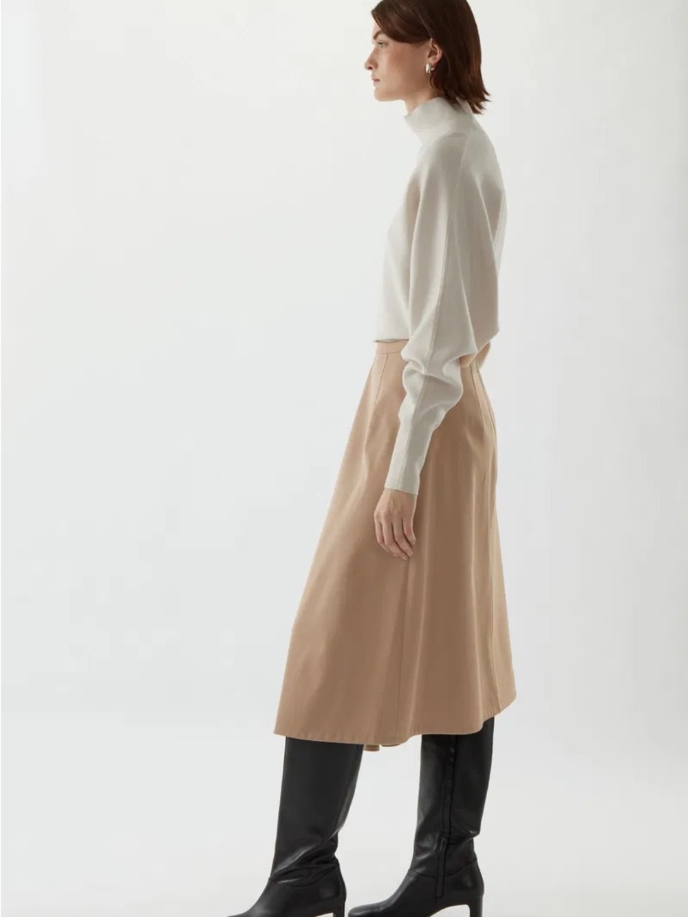 COS Asymmetric Organic Cotton A-line Skirt (Beige) - Picture 9 of 11